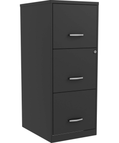 Three-drawer filing cabinet with lock