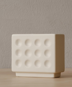 Matte Cream Abstract Square Face Pen Holder
